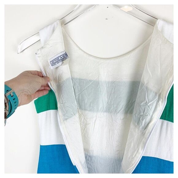 Jessica Howard Vintage Linen Striped Sheath Dress - Picture 11 of 12